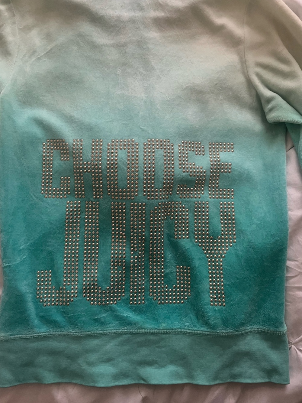 Juicy Couture Ombre Teal Zip Hoodie Sweater - Women